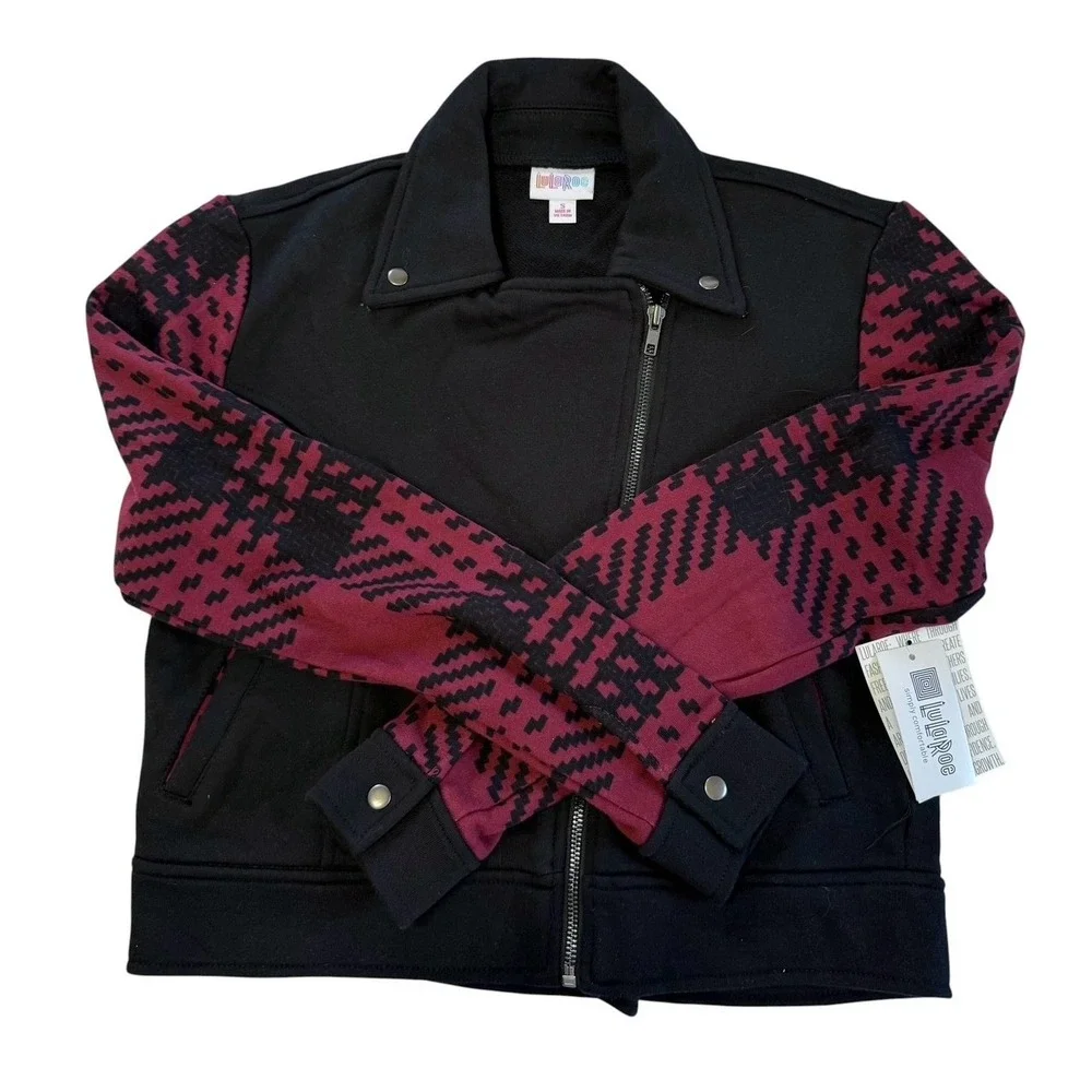 NWT LULAROEPresley Moto Black w/ Red Plaid Size small‎